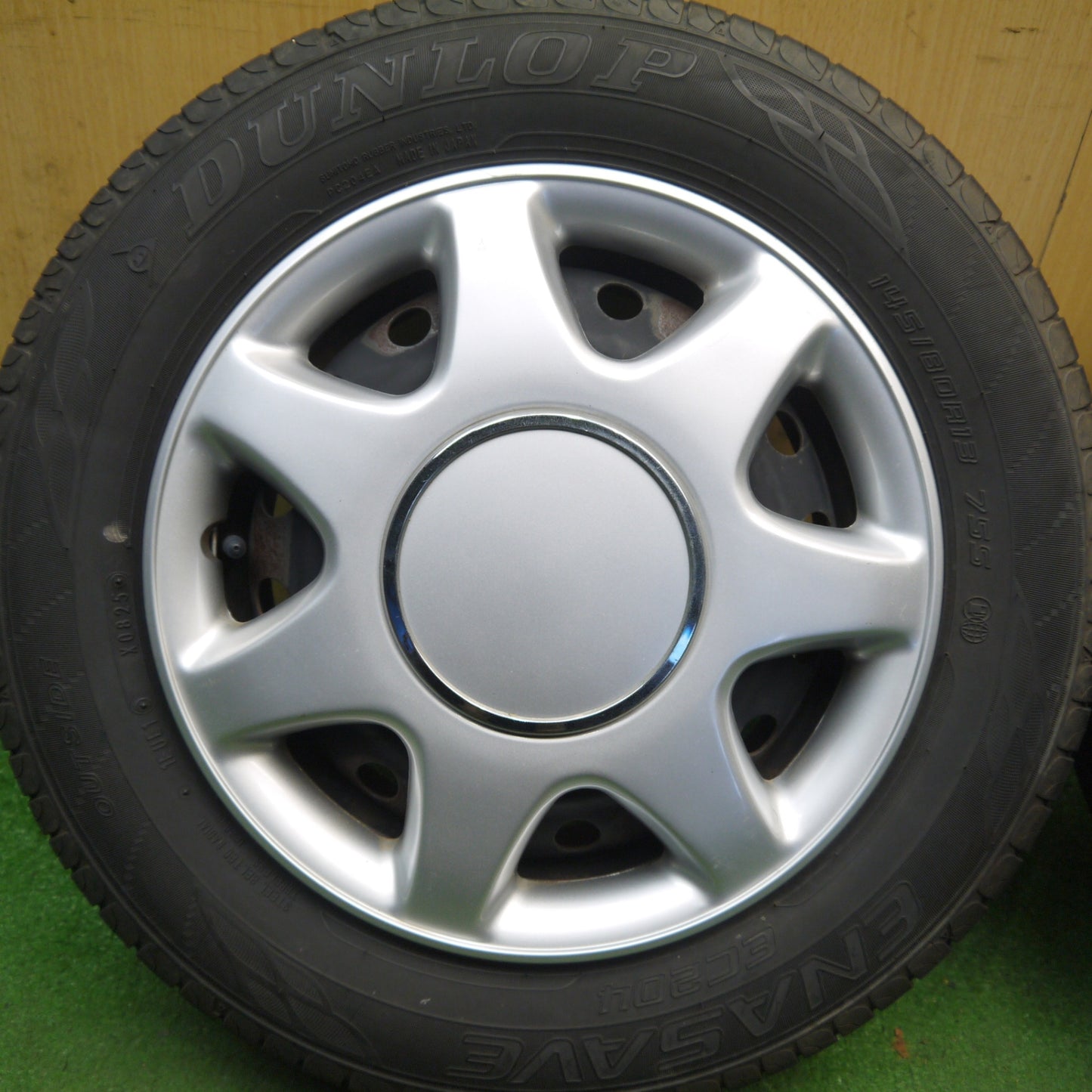 バリ溝！25年！ほぼ10分◎ダイハツ タント ムーヴ ミラ 等 純正 スチール 145/80R13 ダンロップ エナセーブ EC204 13インチ PCD100/4H◎6082801Hノ