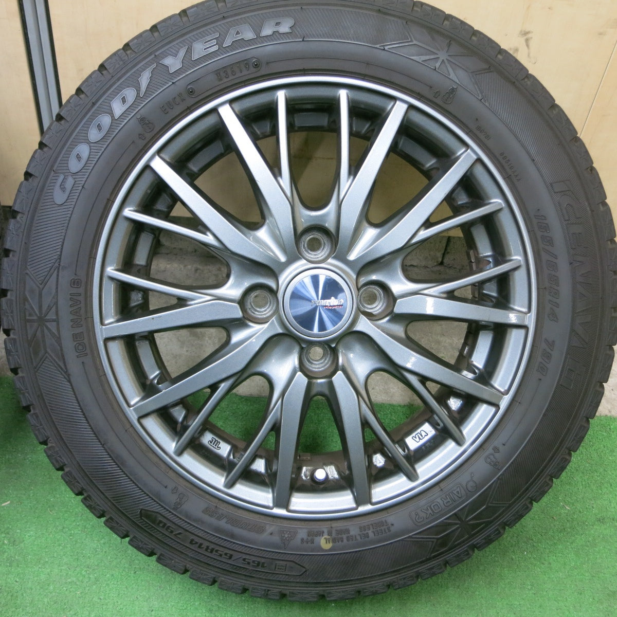 バリ溝！9.5分★スタッドレス 165/65R14 グッドイヤー アイスナビ6 ravrion RM01 ラブリオン 14インチ PCD100/4H★5050202TTス