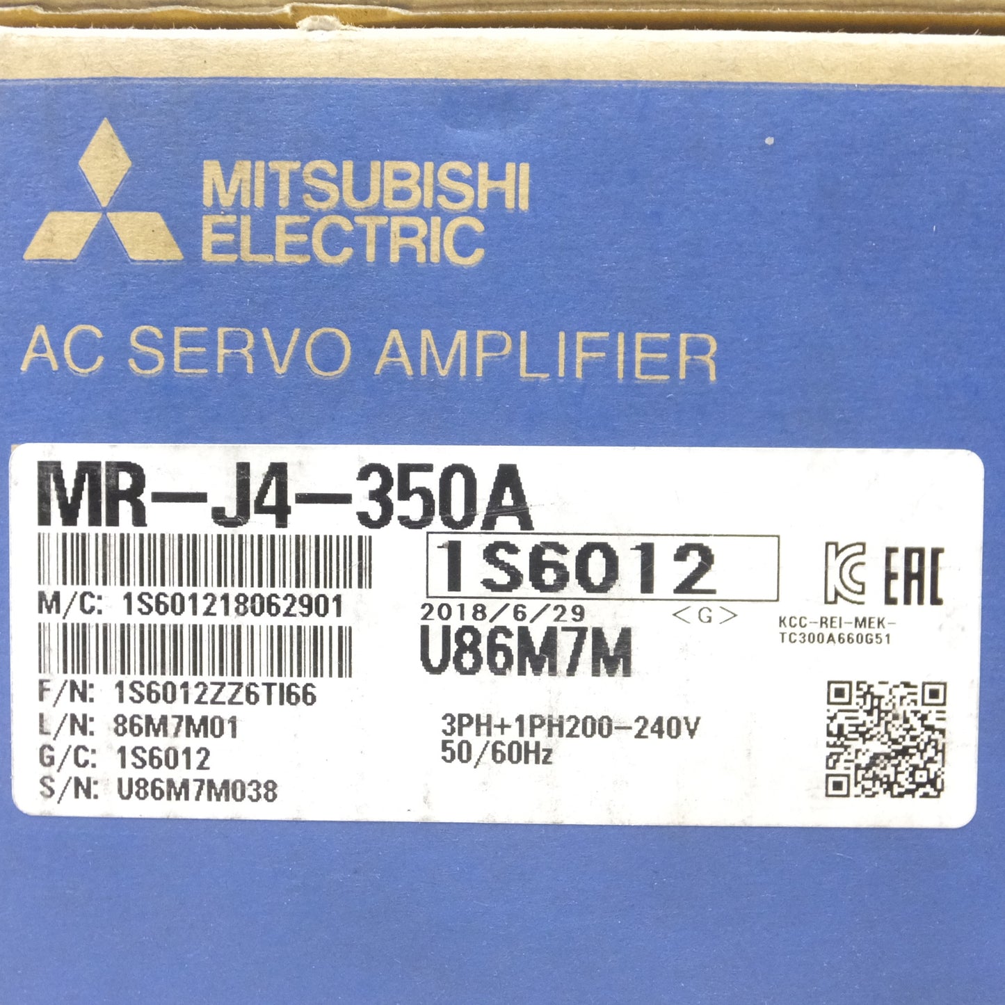 [送料無料] 未使用◆三菱 AC サーボ アンプ  汎用タイプ 3.5kW サーボモータ用 三相 AC 200V MR-J4-350A◆