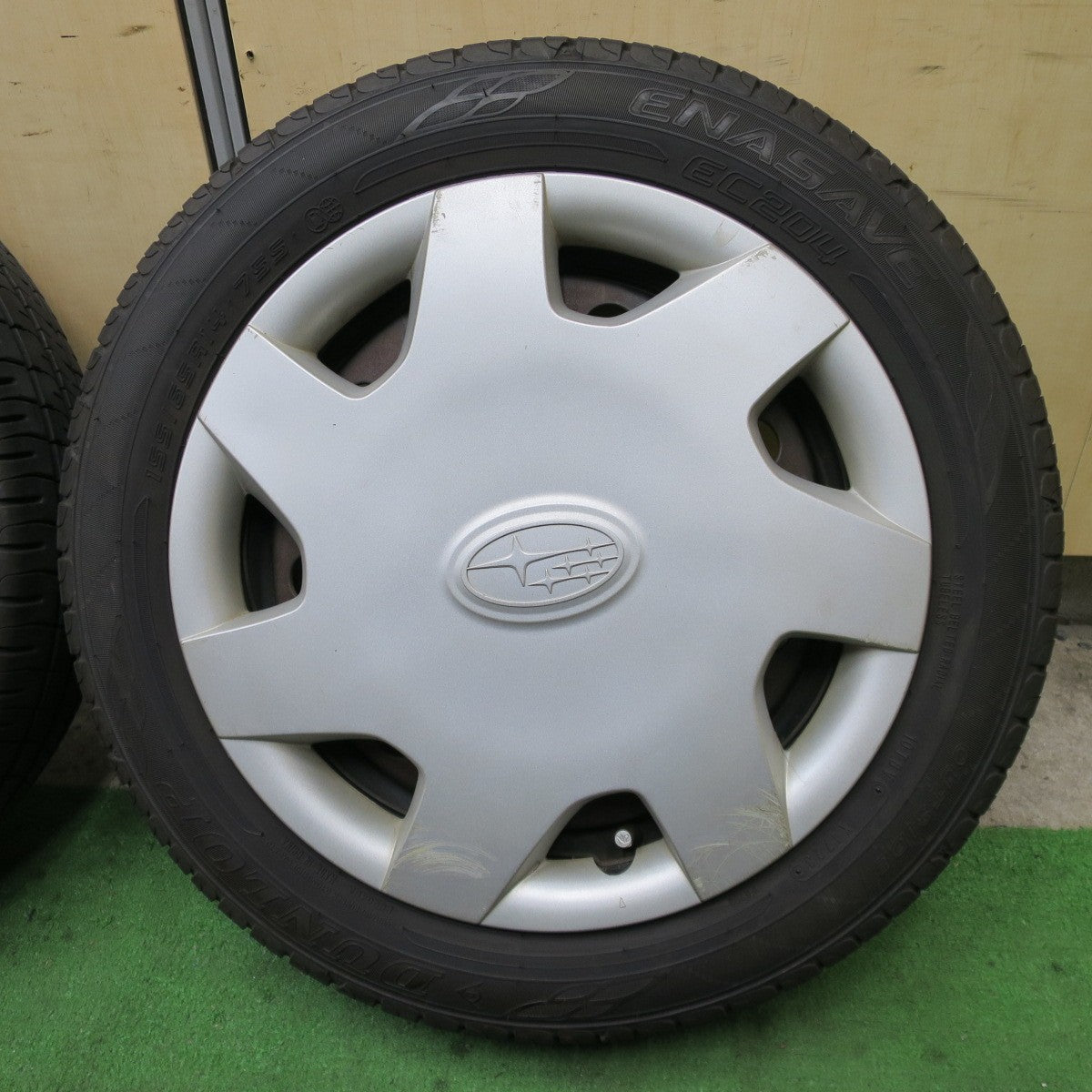 4本価格！23年★スバル ステラ プレオ 等 純正 スチール 155/65R14 ダンロップ エナセーブ EC204 14インチ PCD100/4H★6031805ナノ