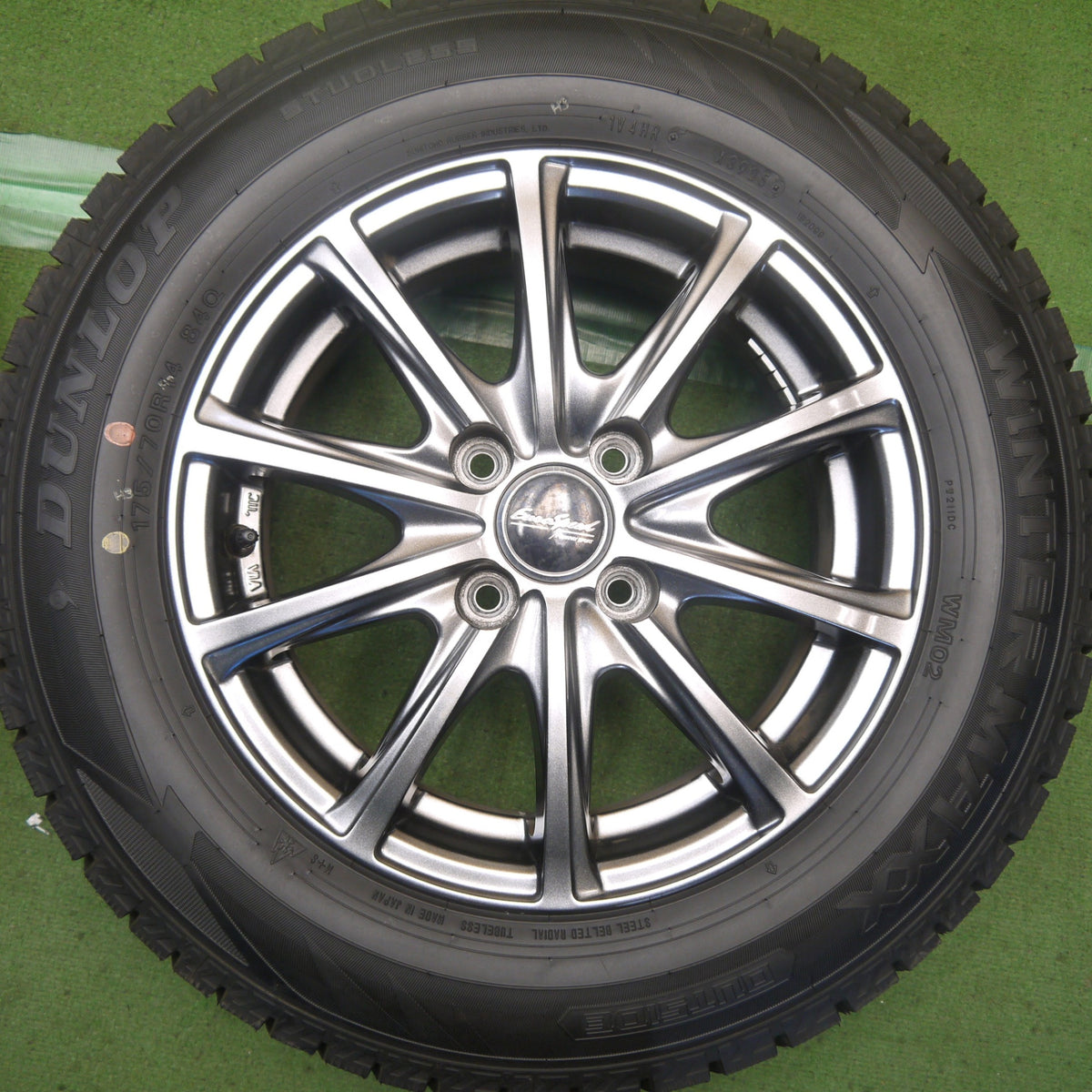 ほぼ未使用！25年◎スタッドレス 175/70R14 ダンロップ ウインターマックス WM02 EuroSpeed MANARAY SPORT ユーロスピード マナレイ スポーツ 14インチ PCD100/4H◎6091505Hス