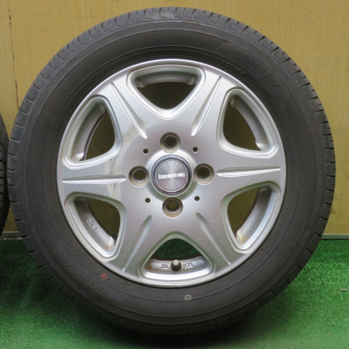 バリ溝！24年！9.5分◎155/65R13 プラクティバ ヨコハマ 製 Empfehlung 社外 アルミ 13インチ PCD100/4H◎6072702NJノ
