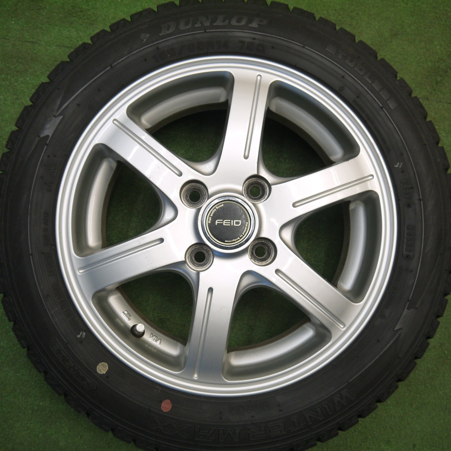 バリ溝！22年！9.5分★スタッドレス 155/65R14 ダンロップ ウインターマックス WM02 FEID フェイド 14インチ PCD100/4H★6011405Hス