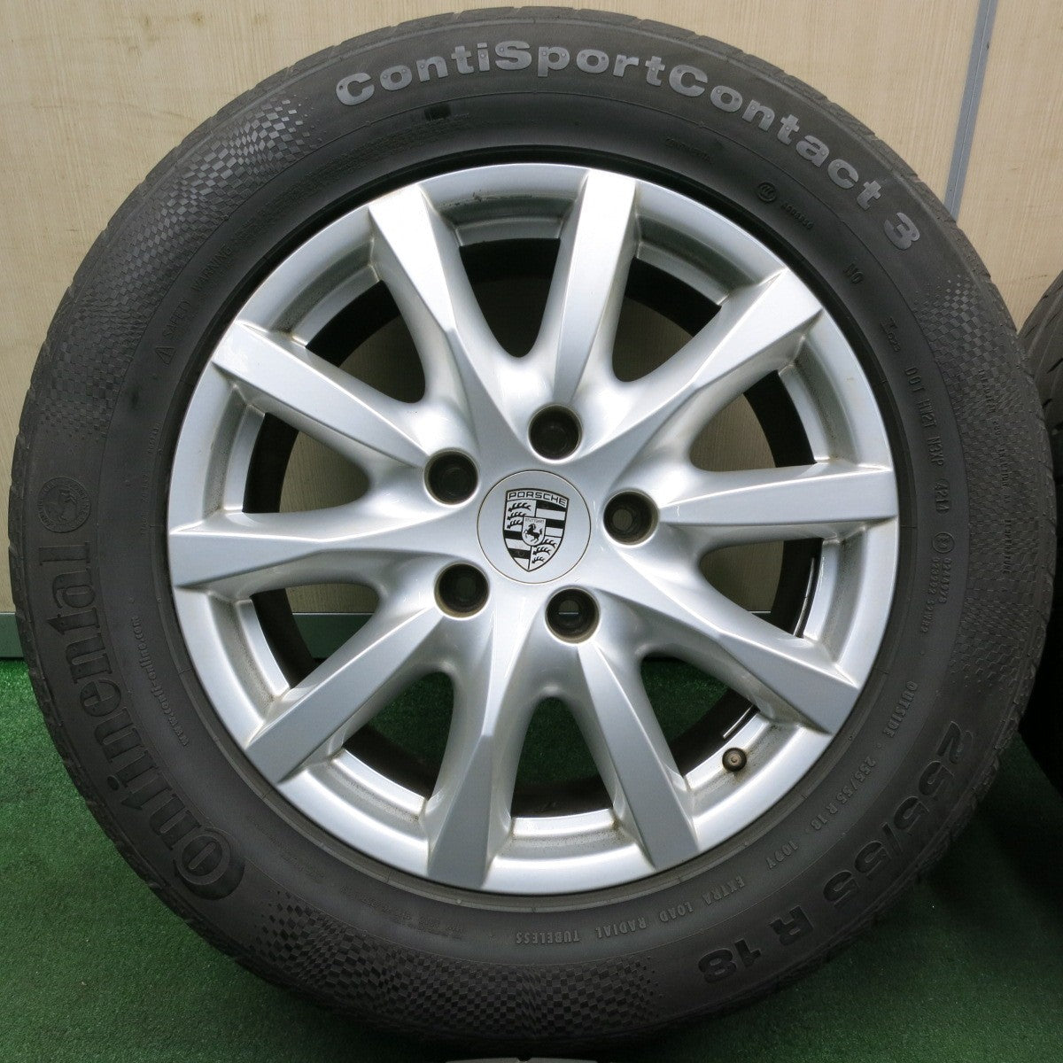 *送料無料* 4本価格★ポルシェ 958 カイエン 純正 BBS 255/55R18 コンチネンタル コンチスポーツコンタクト3 PCD130/5H★4032607TNノ