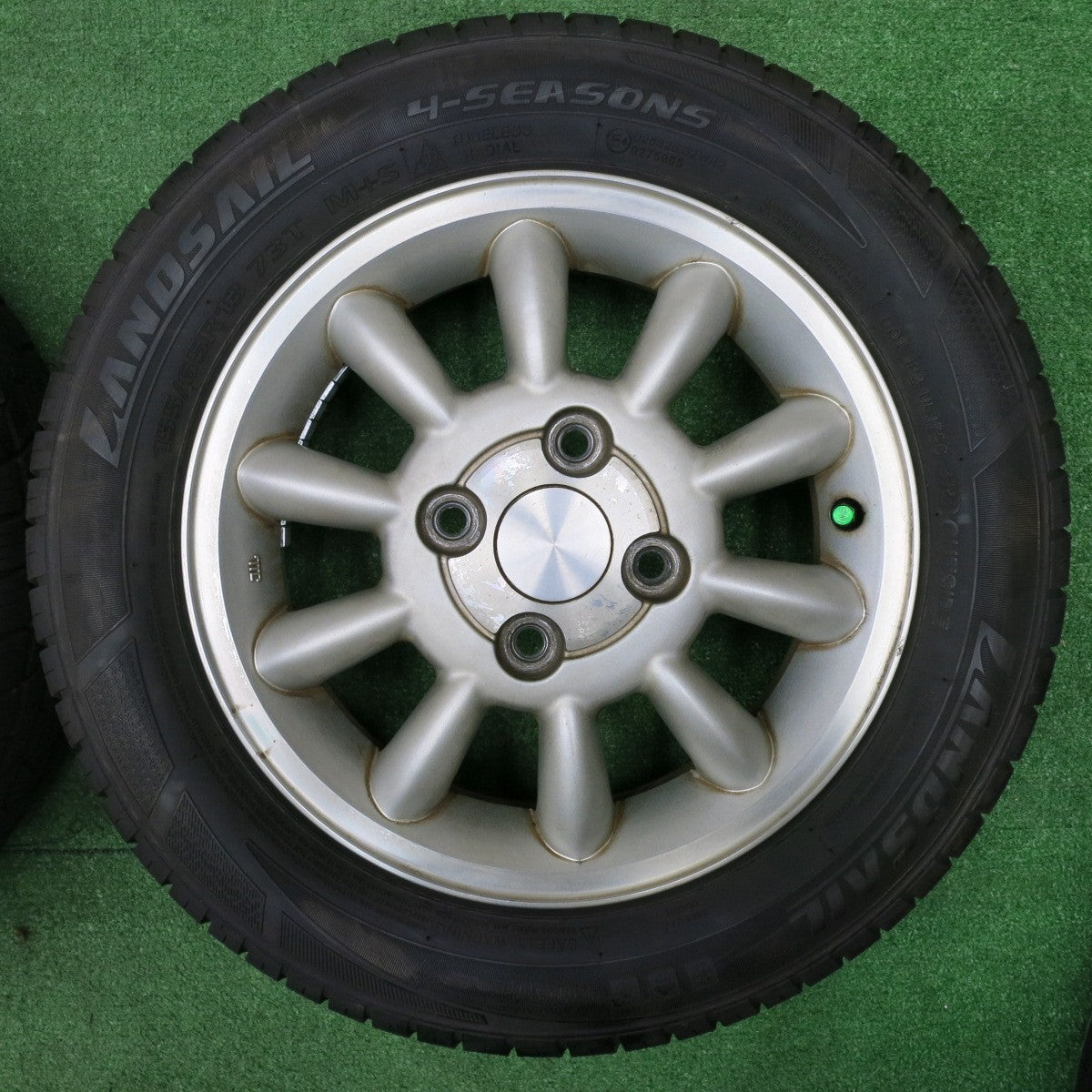 [送料無料] バリ溝！23年！ほぼ10分★スズキ ラパン 純正 155/65R13 ランドセイル 4-SEASONS 13インチ PCD100/4H★4121402NJノ