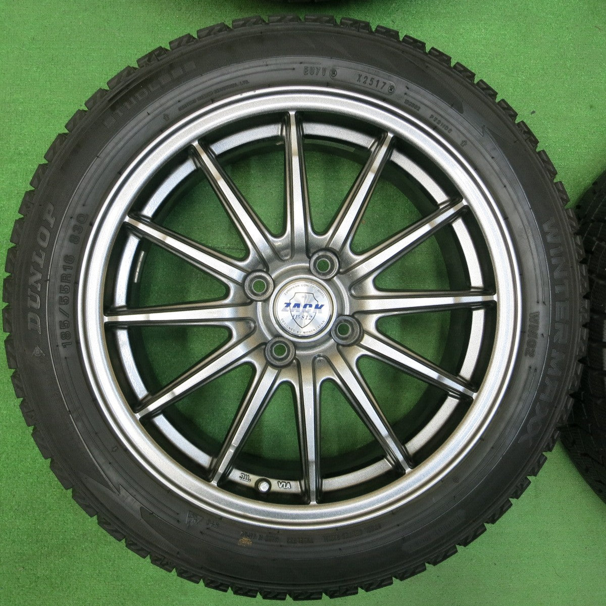 *送料無料* バリ溝！キレイ！9.5分★スタッドレス 185/55R16 ダンロップ ウインターマックス WM02 ZACK JP-812 MONZA PCD100/4H★4043006イス