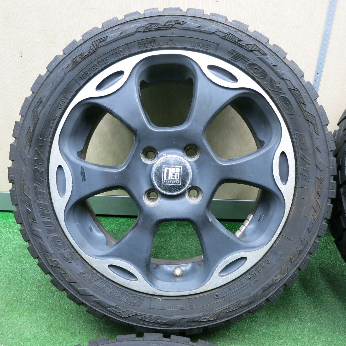 *送料無料* バリ溝！20年！9分★165/60R15 トーヨー R/T オープンカントリー NEO LA STRADA ネオ ラ ストラーダ 14インチ PCD100/4H★4032504TNノ
