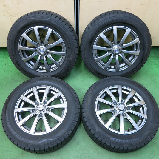 [送料無料] バリ溝！23年！キレイ！ほぼ10分★スタッドレス 195/65R15 ダンロップ ウインターマックス WM02 ZACK JP-110 MONZA 15インチ ザック PCD114.3/5H★4120404SYス