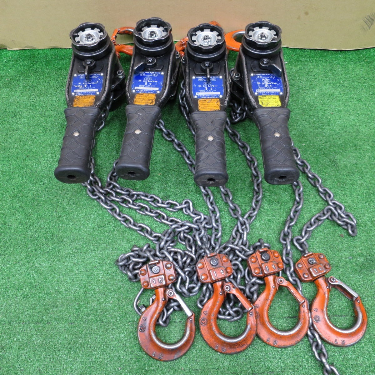 [送料無料] 4点まとめ売り◆象印 レバー ブロック 1ton Y2-100 V-5.6 1トン YⅡ-100 チェーン レバー ホイスト 荷締め 荷締機 工具 ELEPHANT◆