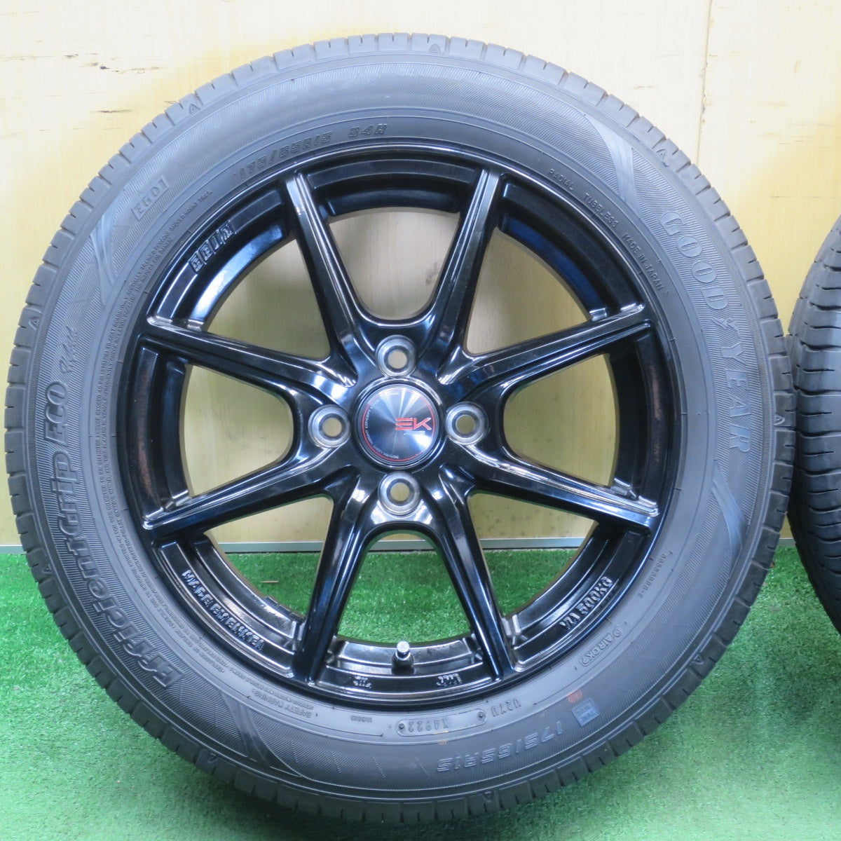 バリ溝！22年！キレイ！9分★175/65R15 グッドイヤー EfficientGrip ECO hybrid EG01 SEIN-EK AME ザイン 15インチ PCD100/4H★6051202NJノ