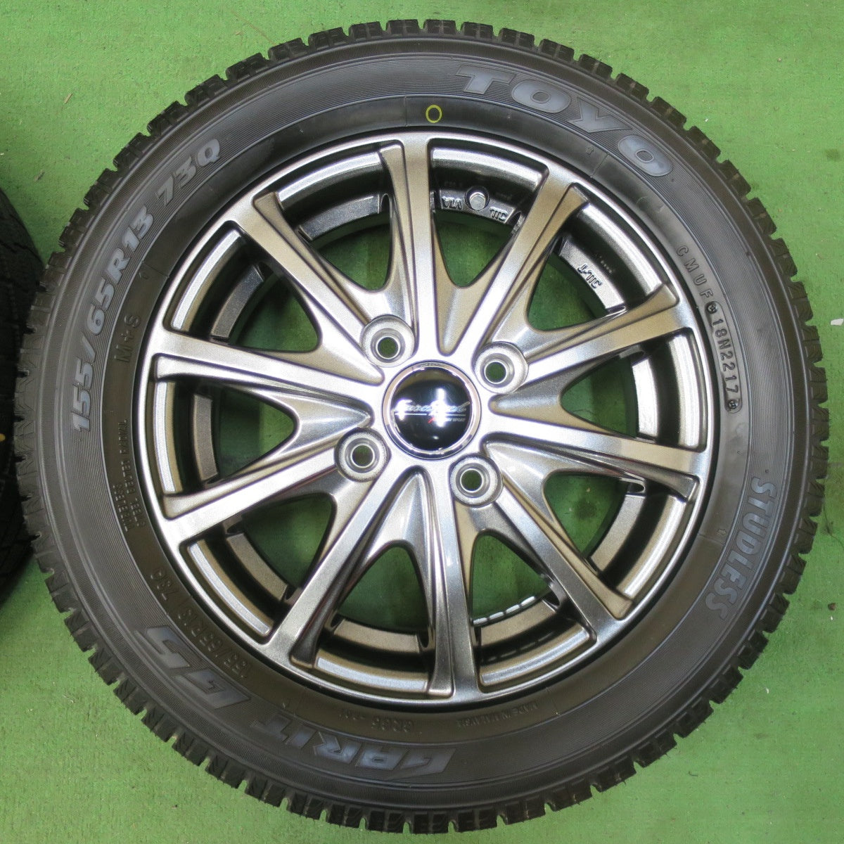 [送料無料] バリ溝！キレイ！ほぼ10分★スタッドレス 155/65R13 トーヨー ガリット G5 EuroSpeed MANARAY SPORT ユーロスピード マナレイ 13インチ PCD100/4H★5021713イス