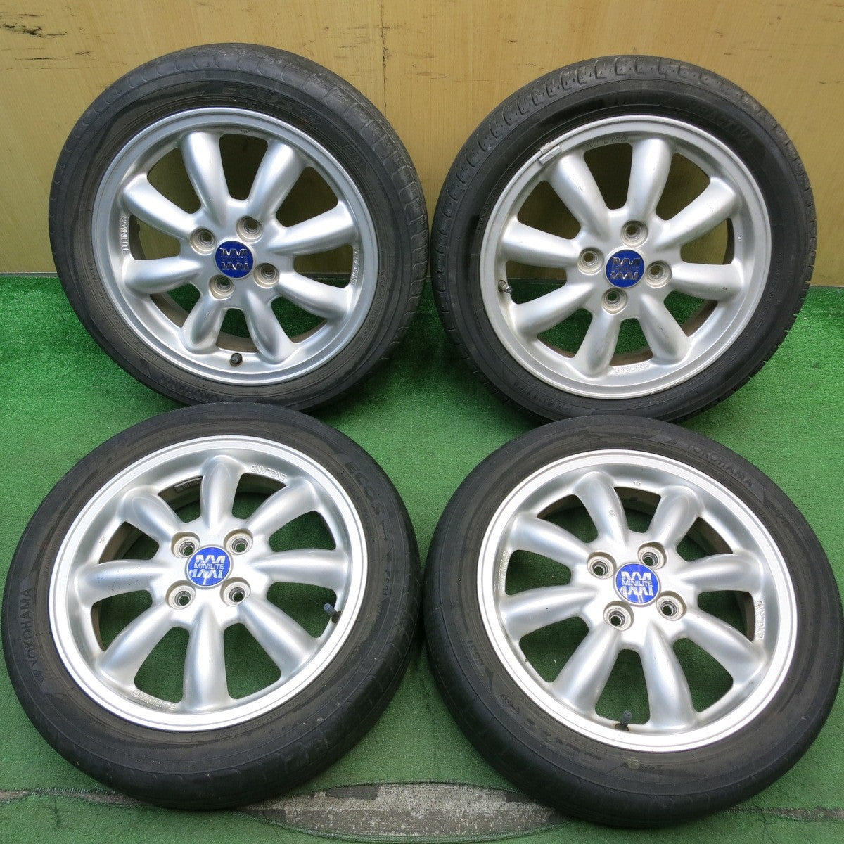 バリ溝！22年！9.5分★ダイハツ ミラジーノ 純正 MINILITE 165/55R15 プラクティバ ヨコハマ エコス ES31 ミニライト 15インチ PCD100/4H★5061305HAノ
