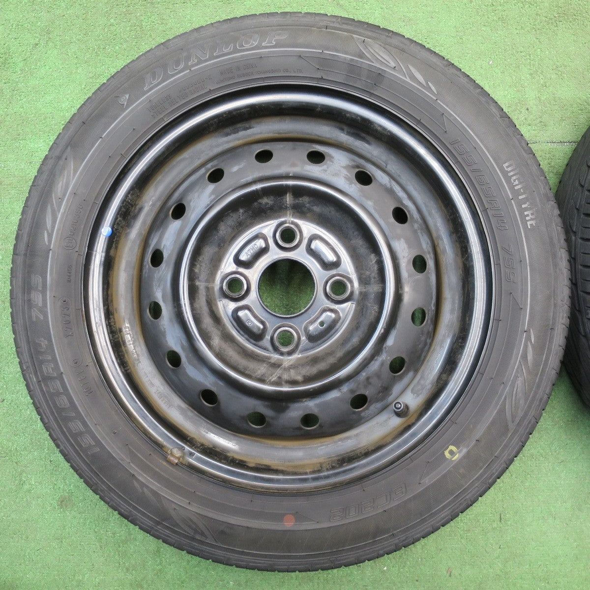 4本価格！23年★155/65R14 ダンロップ EC202 スチール ホイール 14インチ PCD100/4H★6032706NJノ