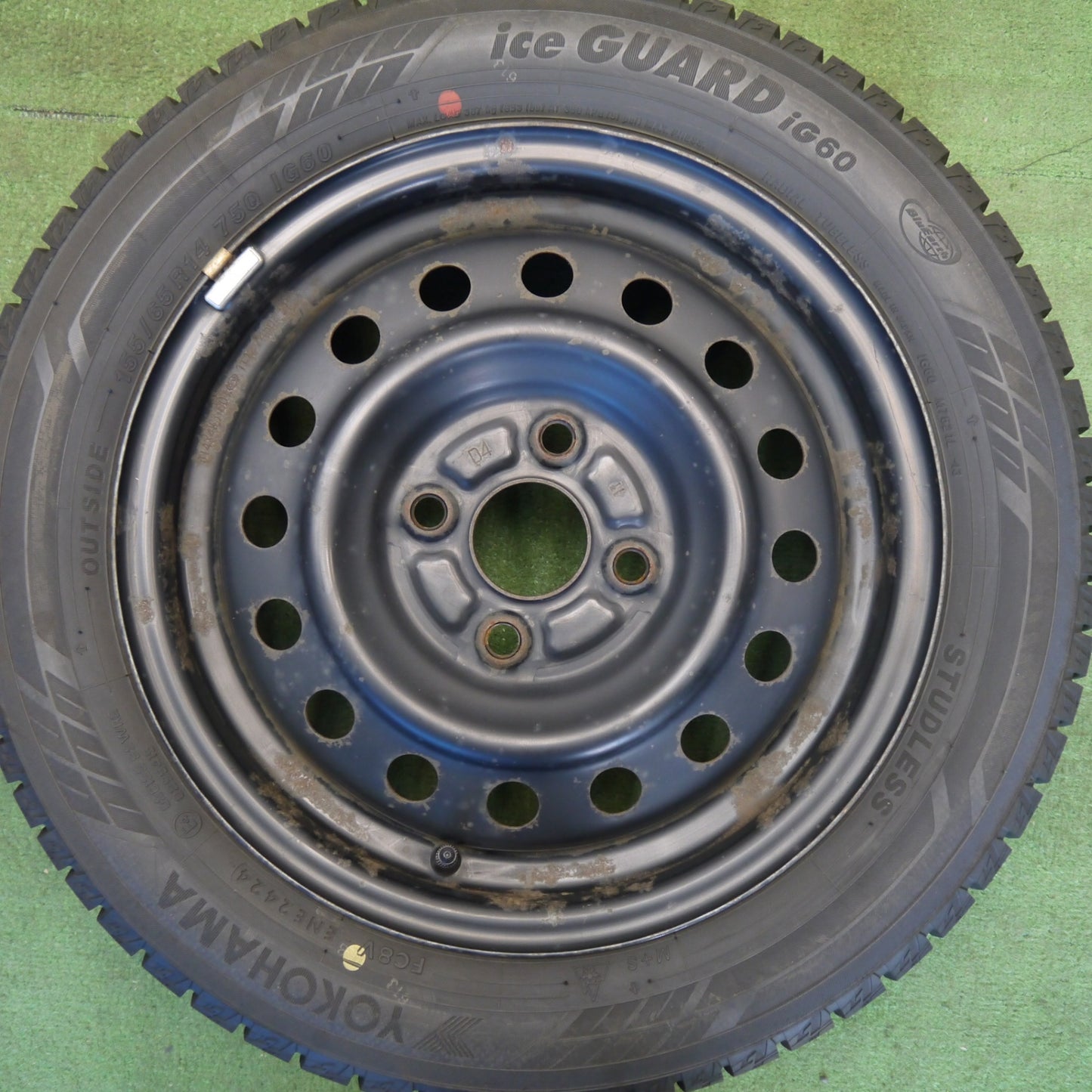 バリ溝！24年！9.5分以上★スタッドレス 155/65R14 ヨコハマ アイスガード iG60 スチール ホイール 14インチ PCD100/4H★6041406Hス