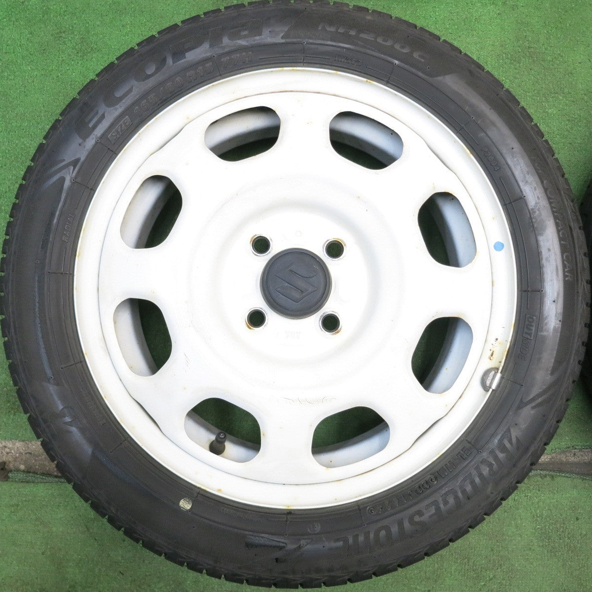 バリ溝！24年！9分◎スズキ ハスラー 純正 スチール 165/60R15 ブリヂストン エコピア NH200C 15インチ PCD100/4H◎6072307HAノ