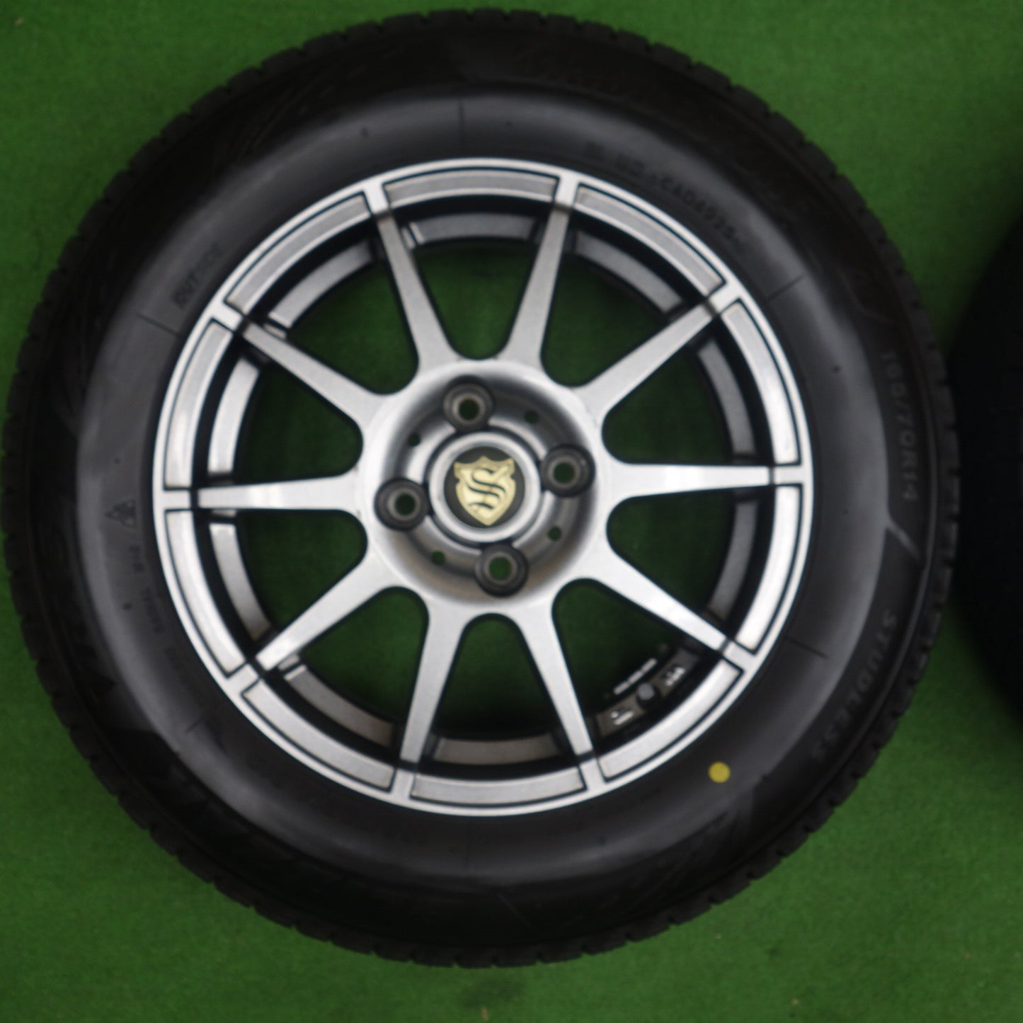 バリ溝！25年！ほぼ10分◎スタッドレス 165/70R14 ブリヂストン ブリザック VRX3 社外 アルミ 14インチ PCD100/4H◎6081001KTス