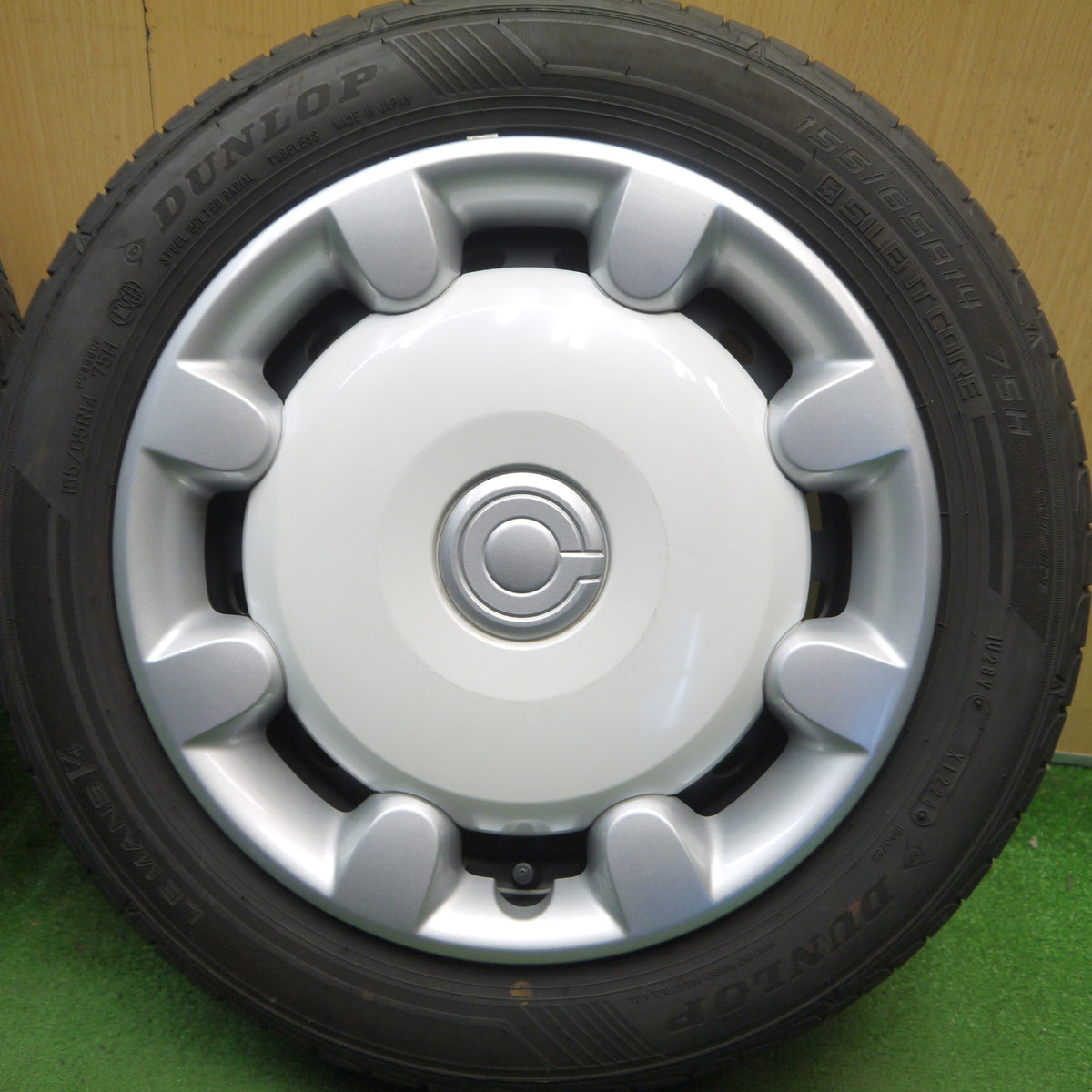4本価格！24年◎ダイハツ LA800S ムーヴ キャンバス 純正 スチール 155/65R14 ダンロップ LE MANS V+ 14インチ PCD100/4H◎6091602Hノ
