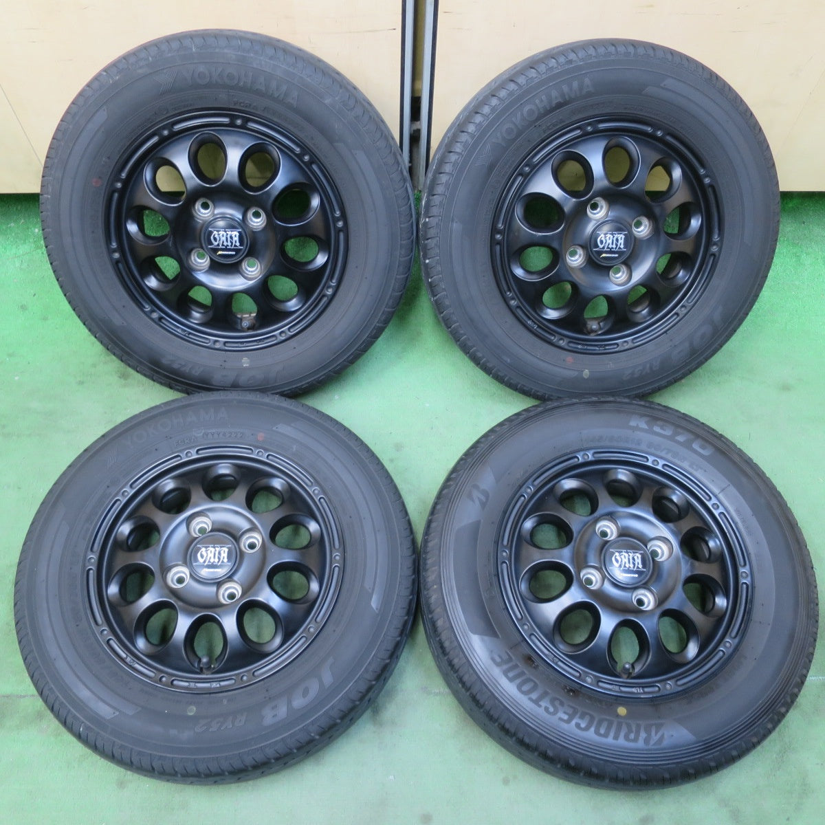 バリ溝！25年！9.5分★145/80R12 80/78N GAIA MANARAY SPORT ブリヂストン K370 ヨコハマ JOB RY52 ガイア マナレイ スポーツ 12インチ PCD100/4H★6022812イノ