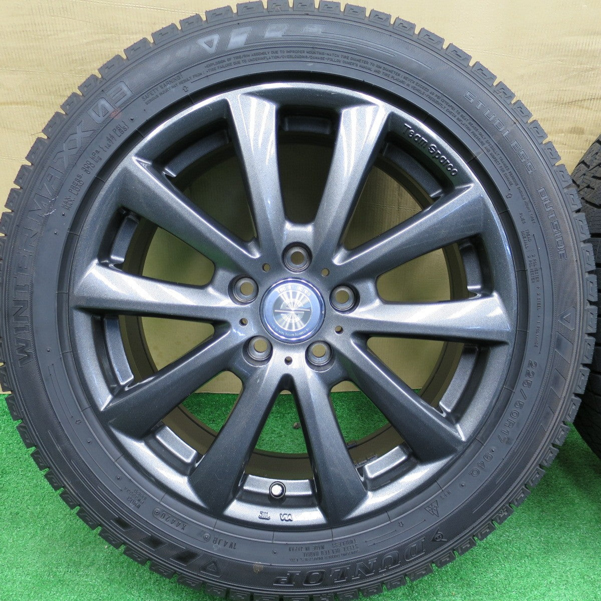 バリ溝！キレイ！9.5分★アウディ 等 225/50R17 スタッドレス ダンロップ ウインターマックス 03 Team Sparco チームスパルコ 17インチ PCD112/5H★5122903NKス
