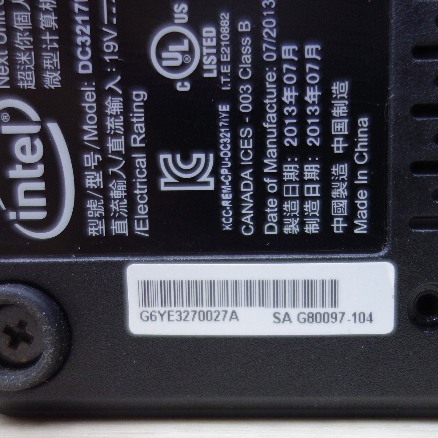 [送料無料] ◆インテル Intel NUC 小型 PC DC3217IYE 電源アダプター 付き Corei3-3217U メモリ 8GB Win10 Home 64bit ③◆