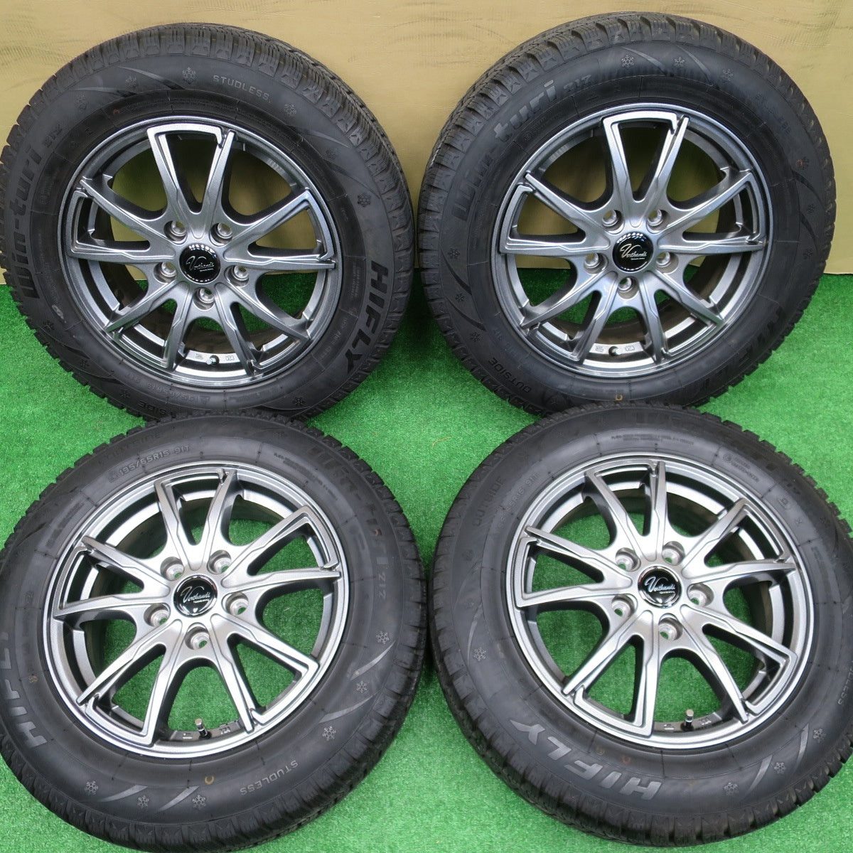 バリ溝！22年！キレイ！ほぼ10分★スタッドレス 195/65R15 ハイフライ Win-turi 212 Verthandi ヴェルザンディ ヴェルサンディ 15インチ PCD114.3/5H★5120304NKス