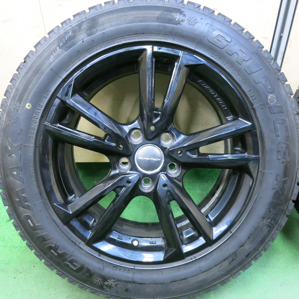 バリ溝！22年！9分★プジョー 308 等 EUROTECH GAYA SOLI 205/60R16 スタッドレス グリップマックス GRIP ICE X ユーロテック ガヤ ソリ PCD108/5H★5082605SKス