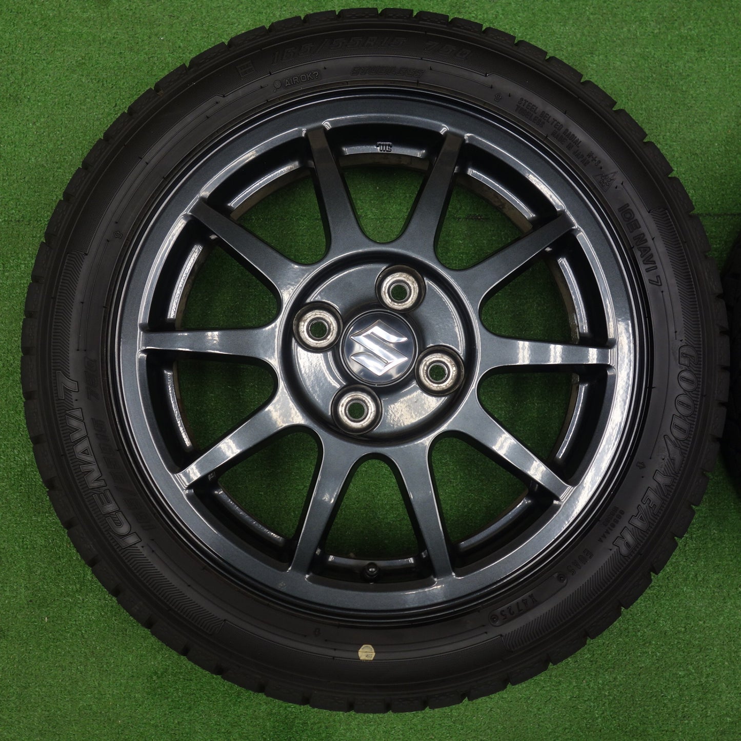 ほぼ未使用！25年！キレイ★スズキ HA36S アルト ワークス 純正 165/55R15 スタッドレス グッドイヤー アイスナビ7 15インチ PCD100/4H★6032801KTス