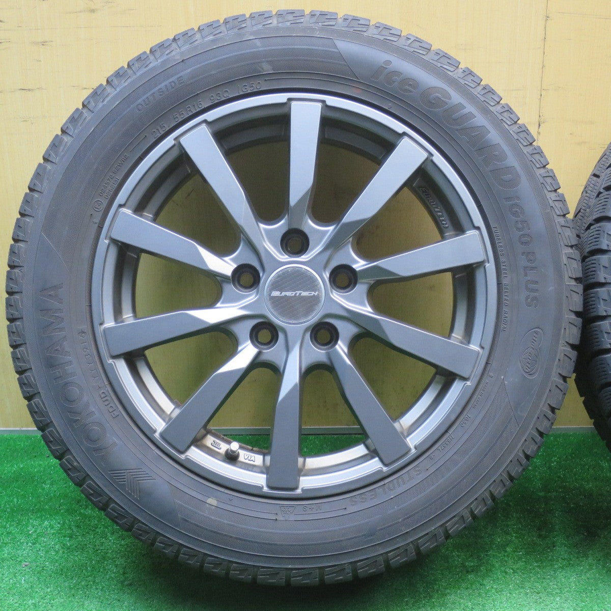 バリ溝！キレイ！9分★ワーゲン 等 EUROTECH GAYA10 215/55R16 スタッドレス ヨコハマ アイスガード iG50 プラス ユーロテック ガヤ10 16インチ PCD112/5H★5110907NJス