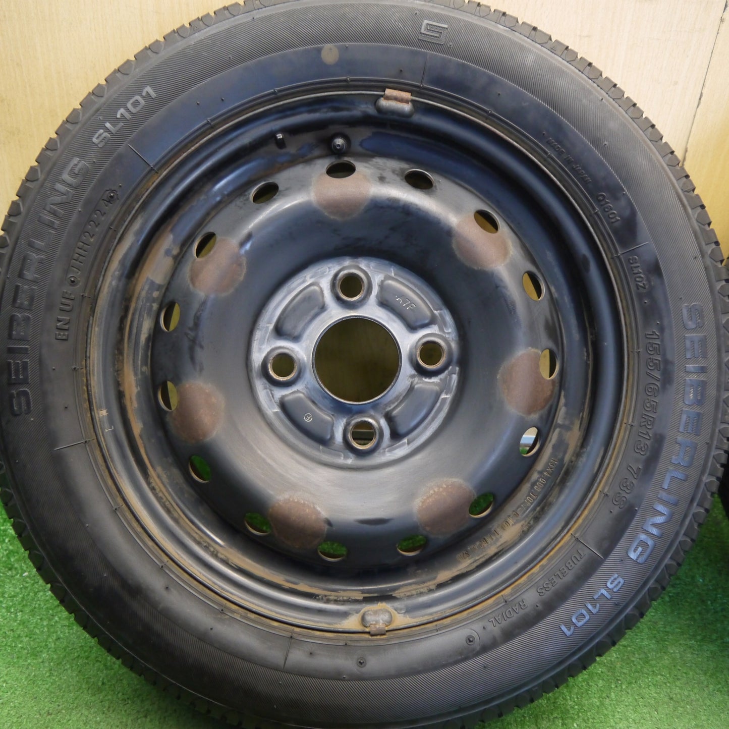 4本価格！24年◎155/65R13 セイバーリング SL101 TOPY スチール ホイール 13インチ PCD100/4H◎6072708Hノ