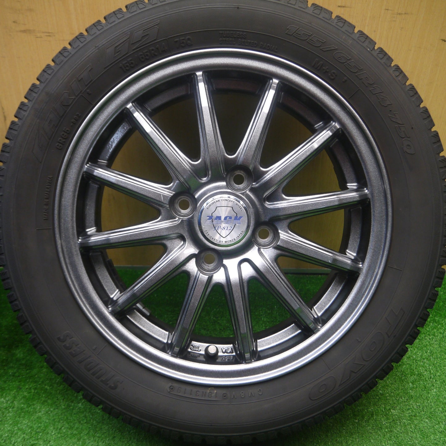 [送料無料] バリ溝！キレイ！9分★スタッドレス 155/65R14 トーヨー ガリット G5 ZACK JP-812 MONZA ザック 14インチ PCD100/4H★4092414Hス