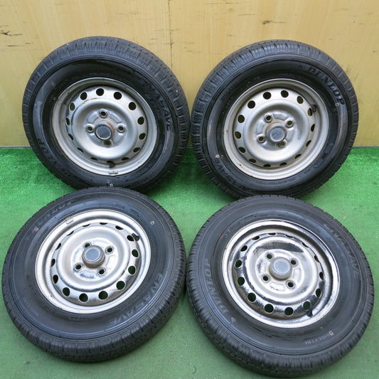 バリ溝！24年！9分★145R12 6PR ダンロップ エナセーブ VAN01 スチール ホイール 12インチ 軽トラ 等 PCD100/4H★5083112HAノ