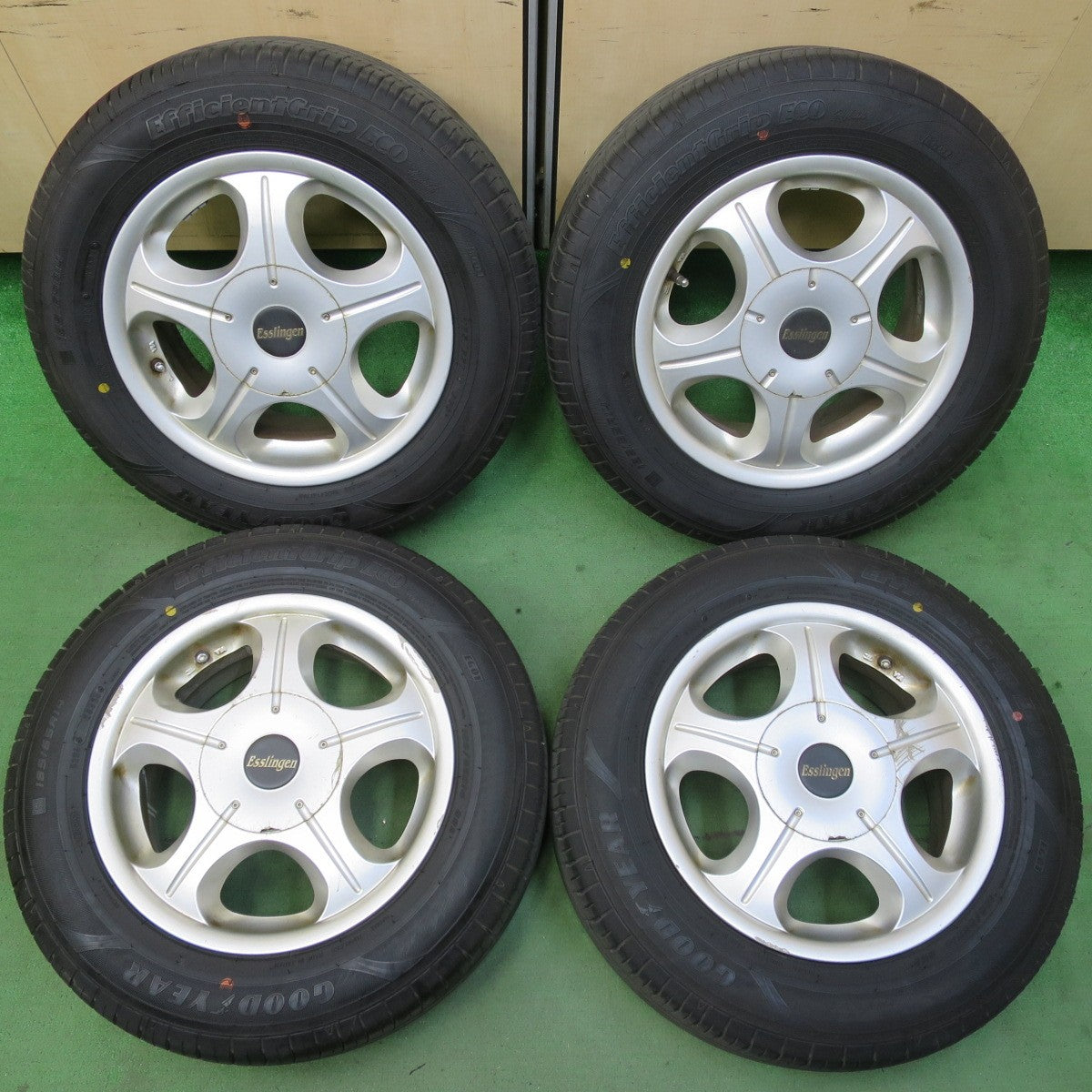 バリ溝！24年！9.5分以上★185/65R14 グッドイヤー EfficientGrip ECO hybrid EG01 Esslingen 14インチ PCD100 114.3/4H マルチ★5061303イノ