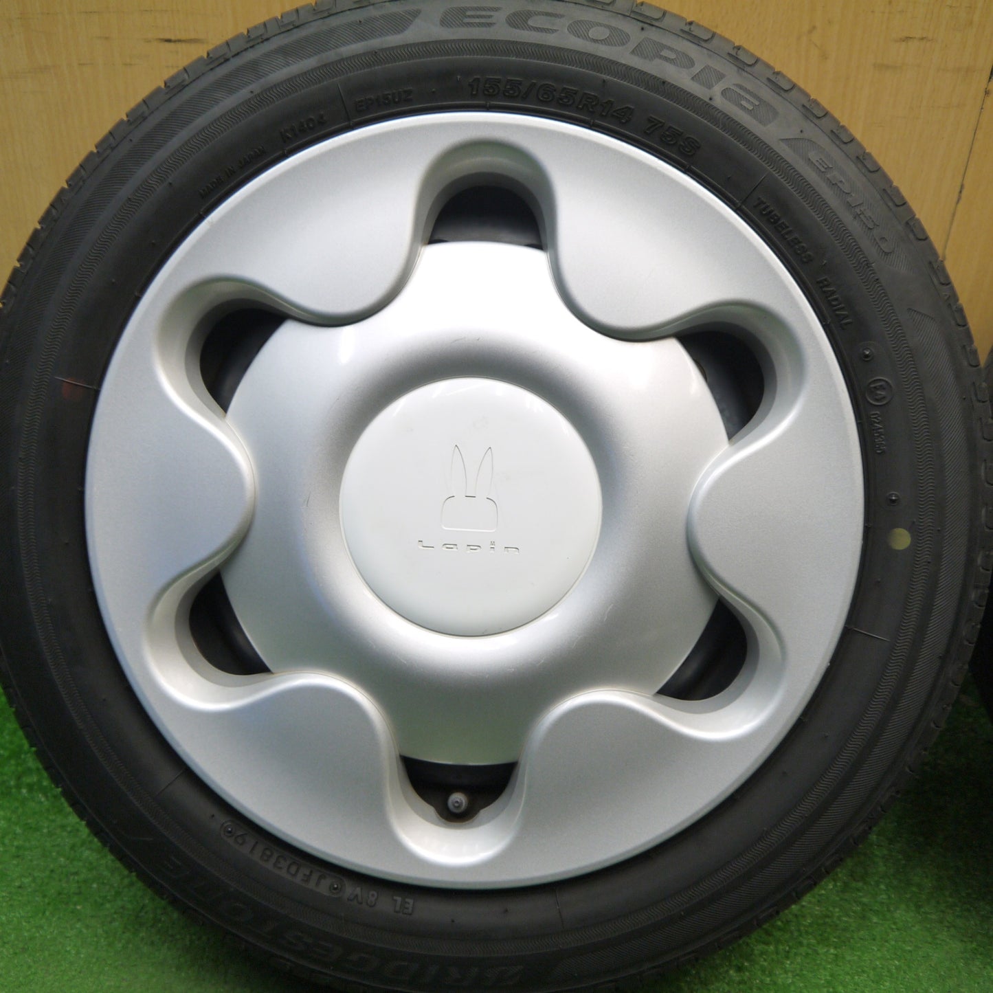 4本価格★スズキ ラパン 純正 スチール 155/65R14 ブリヂストン エコピア EP150 14インチ PCD100/4H★6040104Hノ