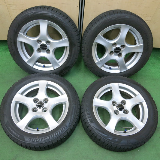 [送料無料] バリ溝！21年！キレイ！9.5分★FIAT フィアット 500 等 BORBET 185/55R15 スタッドレス ブリヂストン ブリザック VRX2 ボルベット PCD98/4H★4111210SYス