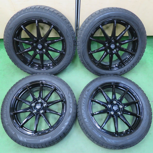 バリ溝！23年！キレイ！9.5分★スタッドレス 215/55R18 トーヨー ウインター トランパス TX Circlar AME ENKEI サーキュラー エンケイ 18インチ PCD114.3/5H★5032705イス