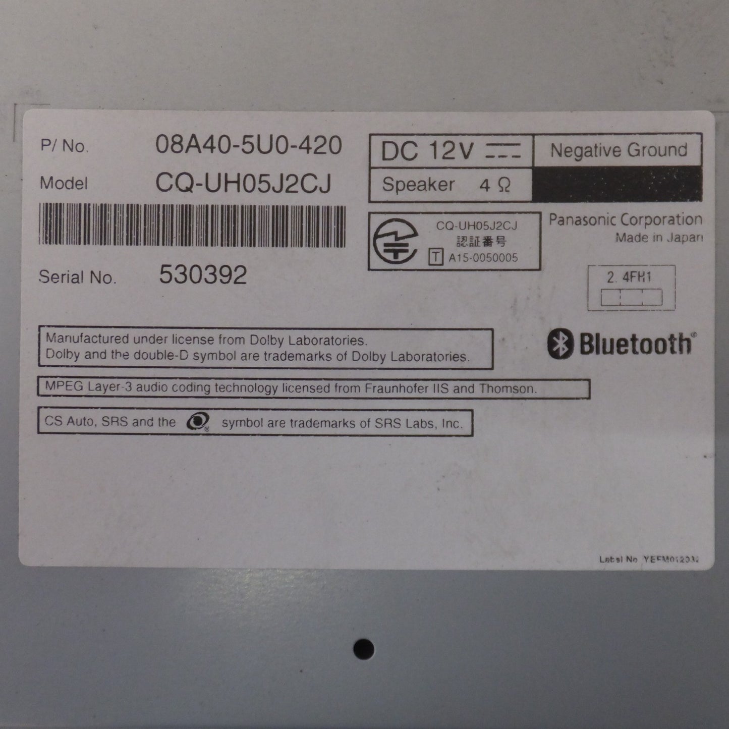 [送料無料] 現状品★パナソニック製 ホンダ 純正 スタンダードインターナビ VXM-165VFi 08A40-5U0-420　セキュリティロック品(48)★