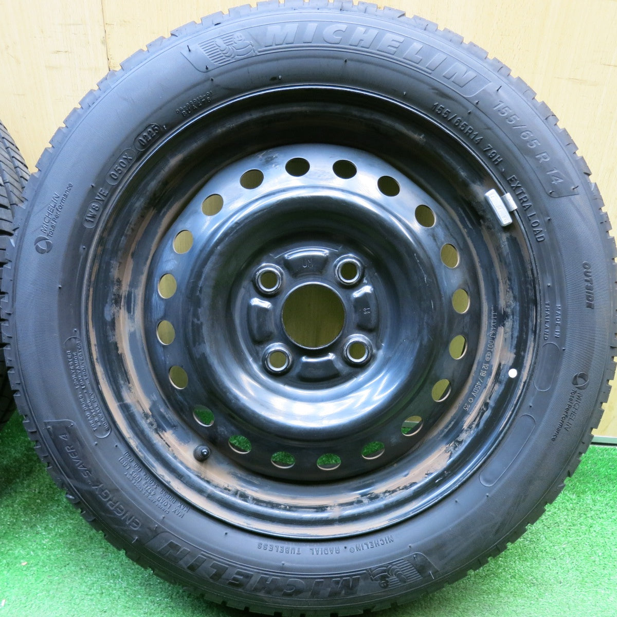 バリ溝！25年！8.5分★155/65R14 ミシュラン エナジーセイバー4 スチール ホイール 14インチ PCD100/4H★6032304HAノ