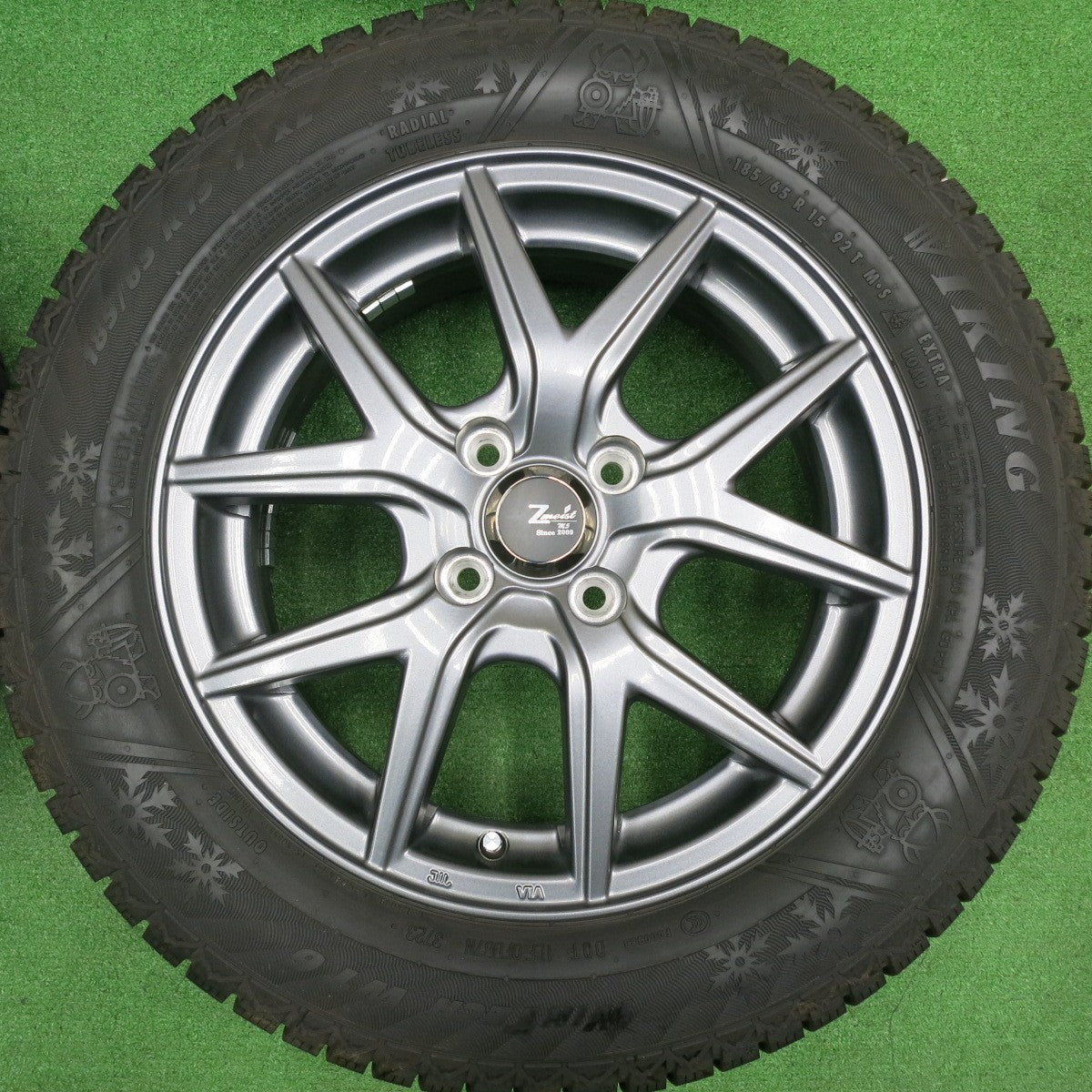 [送料無料] バリ溝！23年！キレイ！9.5分以上★スタッドレス 185/65R15 バイキング WINTECH WT6 Zmeist M5 15インチ PCD100/4H★4102903HAス