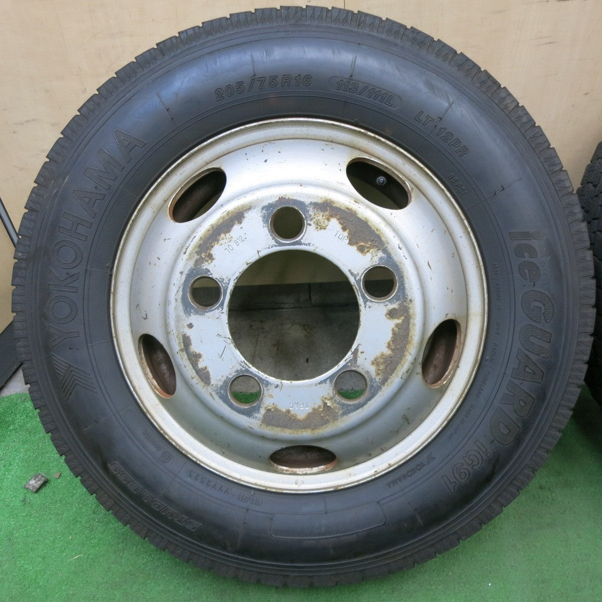 6本価格！23年★トラック タイヤ 205/75R16 113/111L 12PR スタッドレス ヨコハマ アイスガード iG91 TOPY スチール ホイール 16インチ PCD203.2/5H★6012302ナス