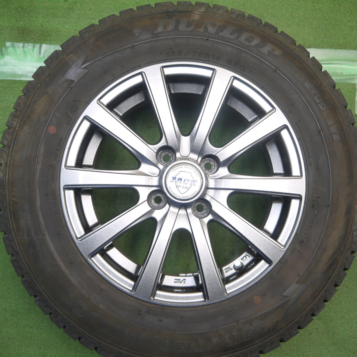 バリ溝！キレイ！9分◎スタッドレス 185/70R14 ダンロップ ウインターマックス WM02 ZACK JP-110 MONZA ザック モンツァ 14インチ PCD100/4H◎6091405Hス