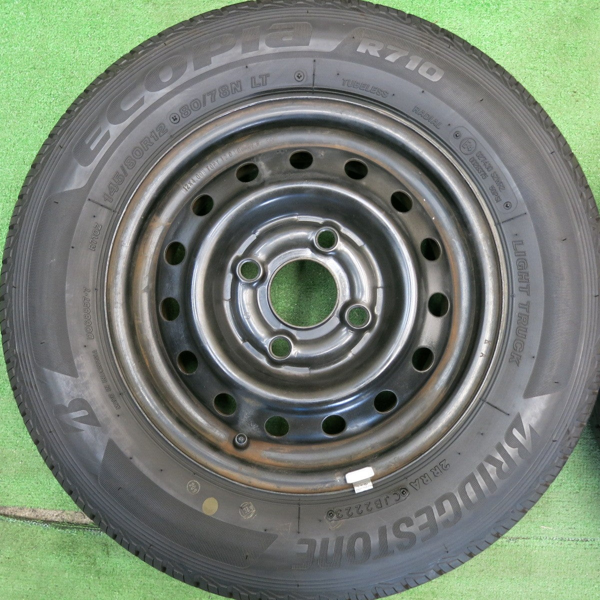 ほぼ未使用！23年★145/80R12 80/78N ブリヂストン エコピア R710 TOPY スチール ホイール 12インチ PCD100/4H★6041904HAノ