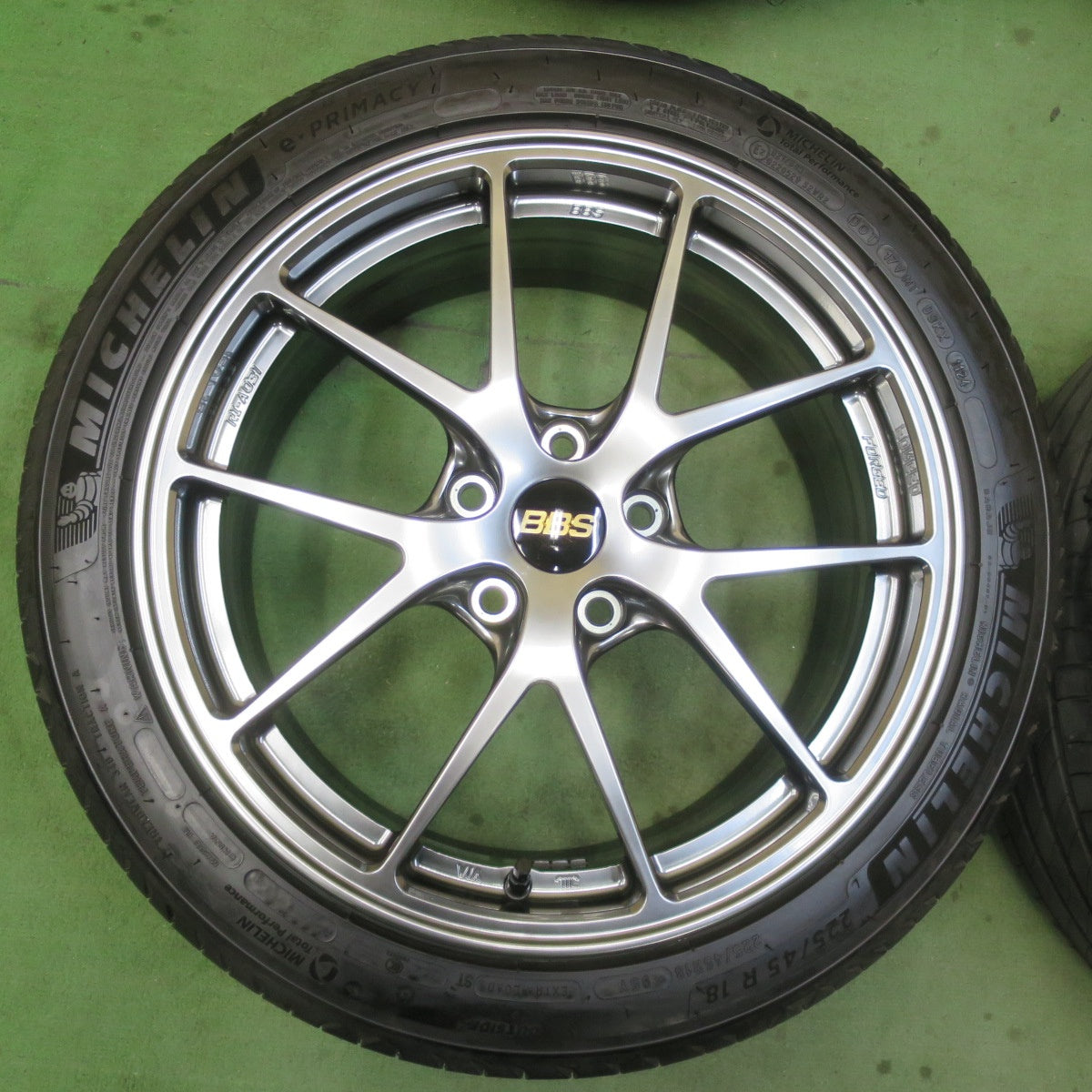 キレイ！24年★BBS RI-A031 鍛造 225/45R18 ミシュラン e・PRIMACY 18インチ eプライマシー PCD114.3/5H★6021010イノ