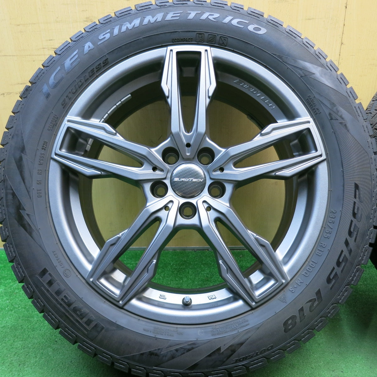 キレイ★ボルボ 等 EUROTECH GAYA ELISI 235/55R18 スタッドレス ピレリ アイスアシンメトリコ ユーロテック ガヤ エリージ 18インチ PCD108/5H★5071306HAス