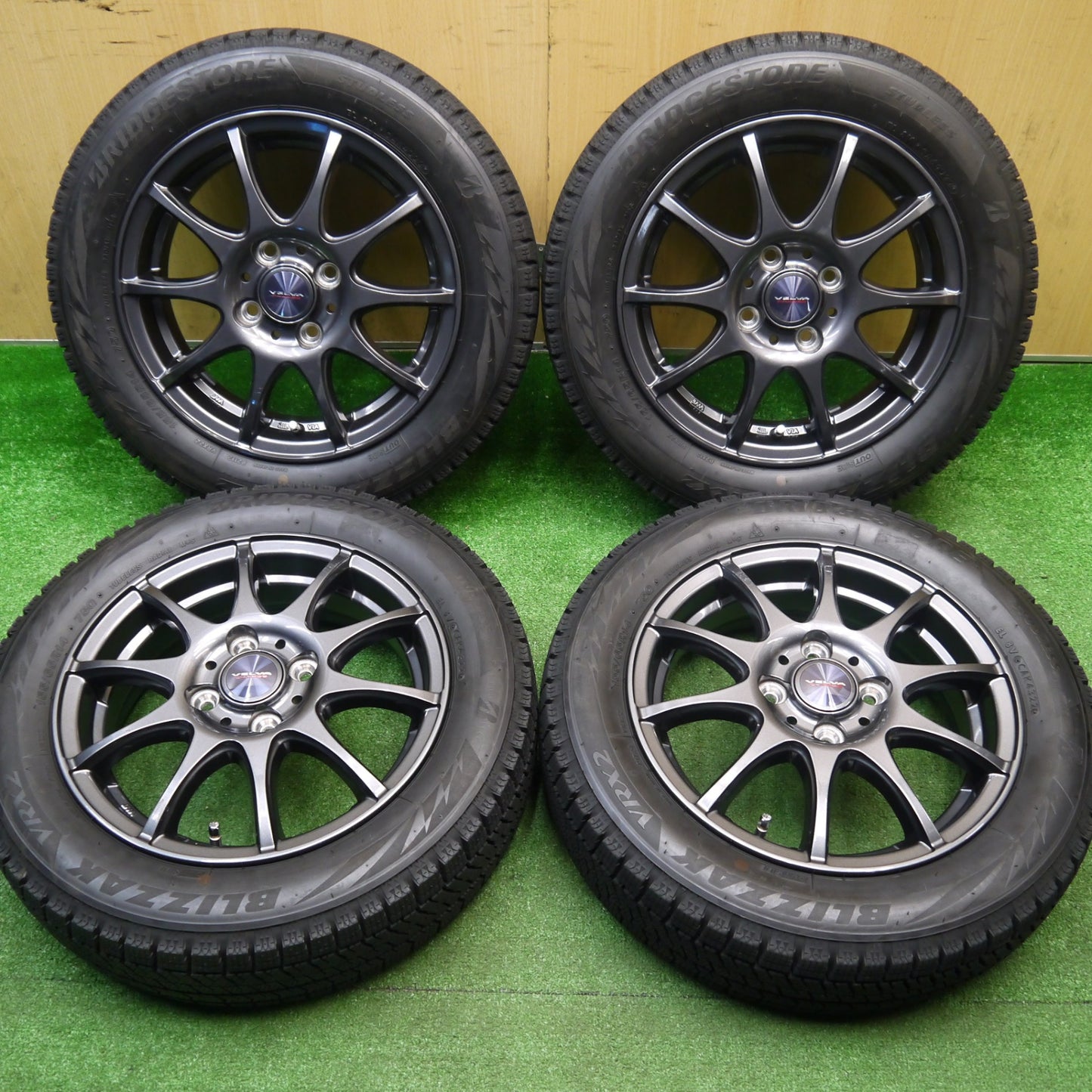 バリ溝！22年！キレイ！ほぼ10分★スタッドレス 155/65R14 ブリヂストン ブリザック VRX2 VELVA CHARGE ヴェルヴァ 14インチ PCD100/4H★5110708Hス
