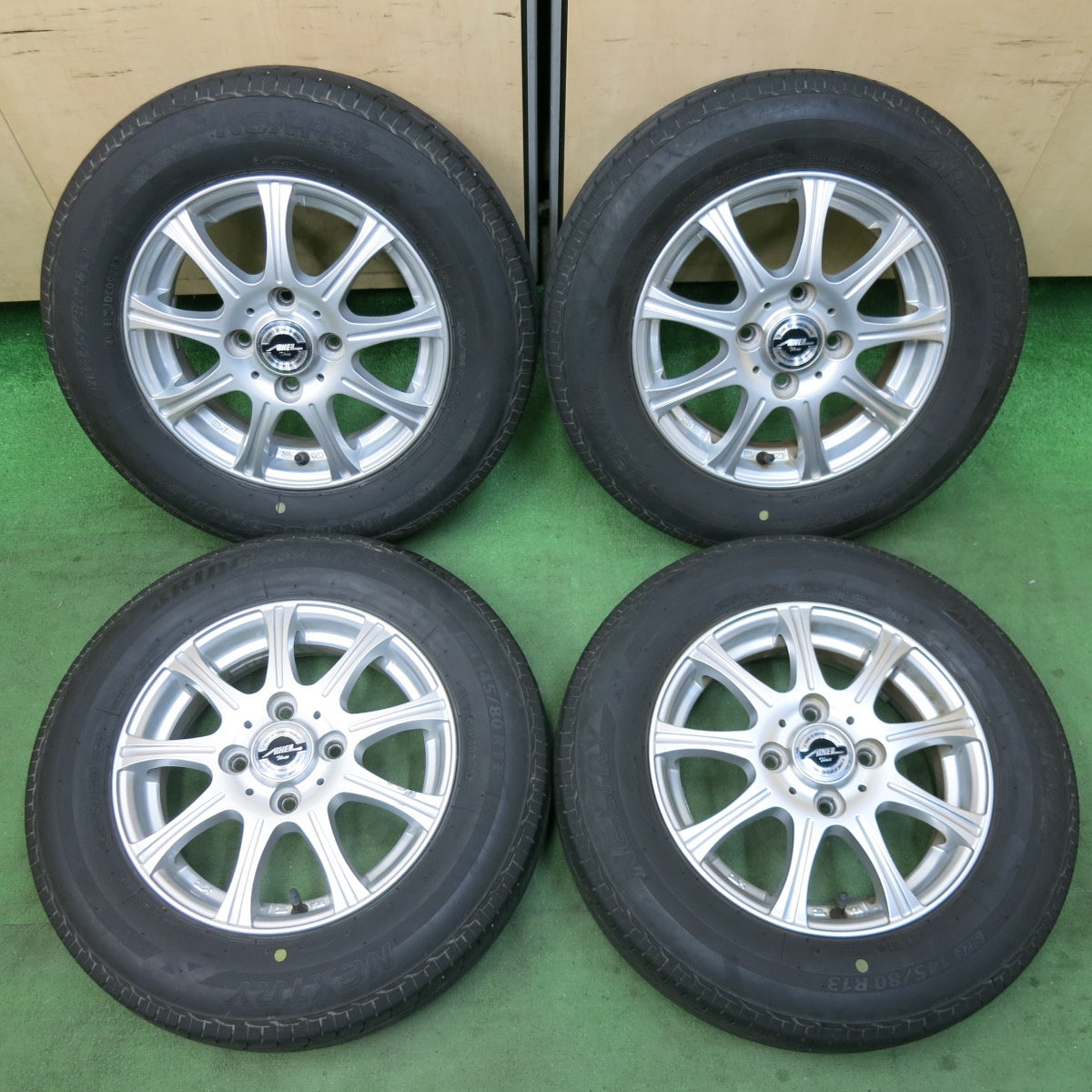 [送料無料] バリ溝！21年！9.5分★145/80R13 ブリヂストン ネクストリー エコピア AXEL Three アクセル 13インチ PCD100/4H★5022811SYノ