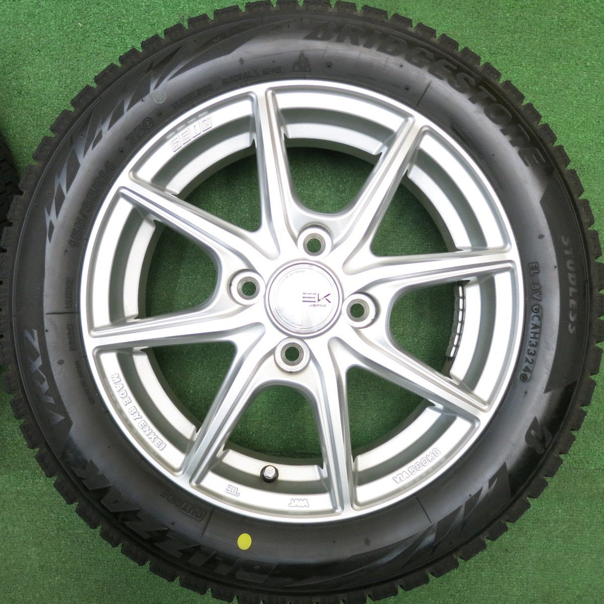 バリ溝！24年！キレイ！ほぼ10分★スタッドレス 155/65R14 ブリヂストン ブリザック VRX2 SEIN ENKEI AME ザイン エンケイ 14インチ PCD100/4H★5121803HAス