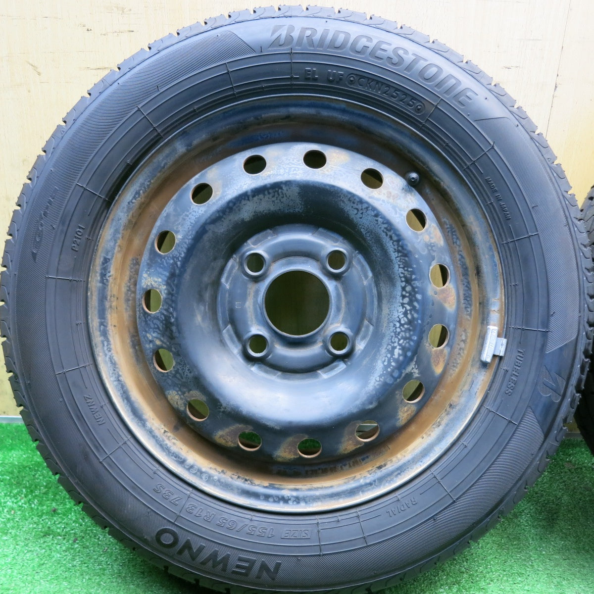 バリ溝！25年！ほぼ10分◎155/65R13 ブリヂストン NEWNO スチール ホイール ニューノ 13インチ PCD100/4H◎6082706HAノ