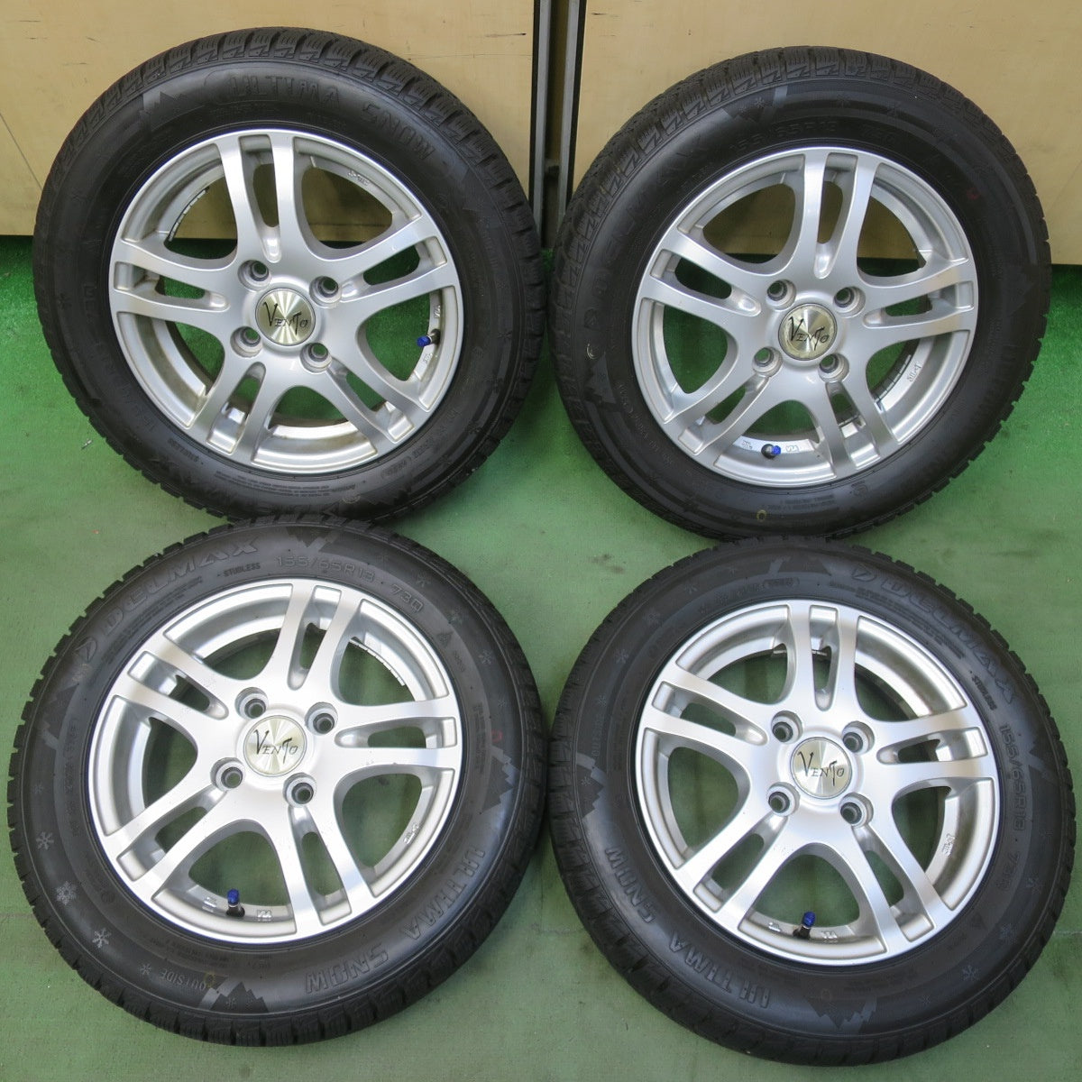 バリ溝！25年！ほぼ10分◎スタッドレス 155/65R13 デルマックス ULTIMA SNOW VENTO ヴェント 13インチ PCD100/4H◎6082906イス