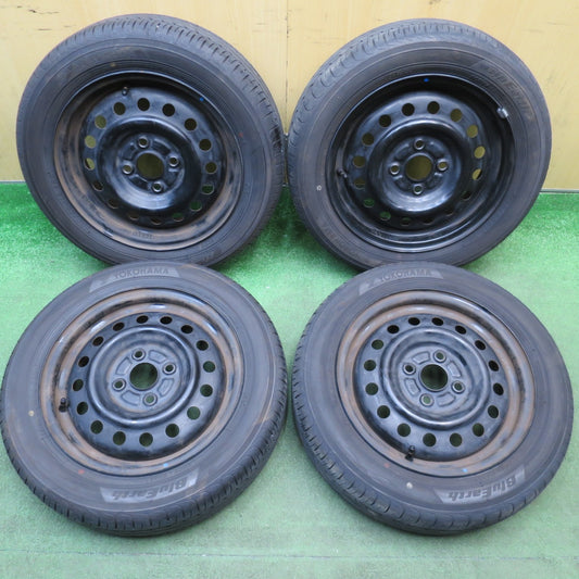 バリ溝！25年！ほぼ10分★155/65R14 ヨコハマ ブルーアース AE01 スチール ホイール 14インチ PCD100/4H★6032413NJノ