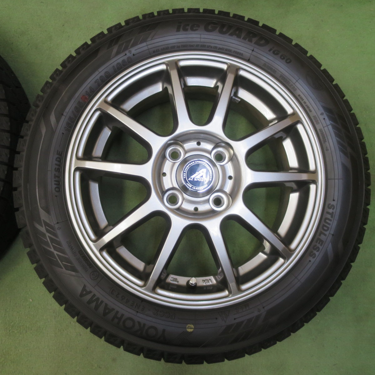 バリ溝！23年！キレイ！ほぼ10分◎スタッドレス 165/65R14 ヨコハマ アイスガード iG60 AZ SPORTS AZスポーツ 14インチ PCD100/4H◎6072306イス